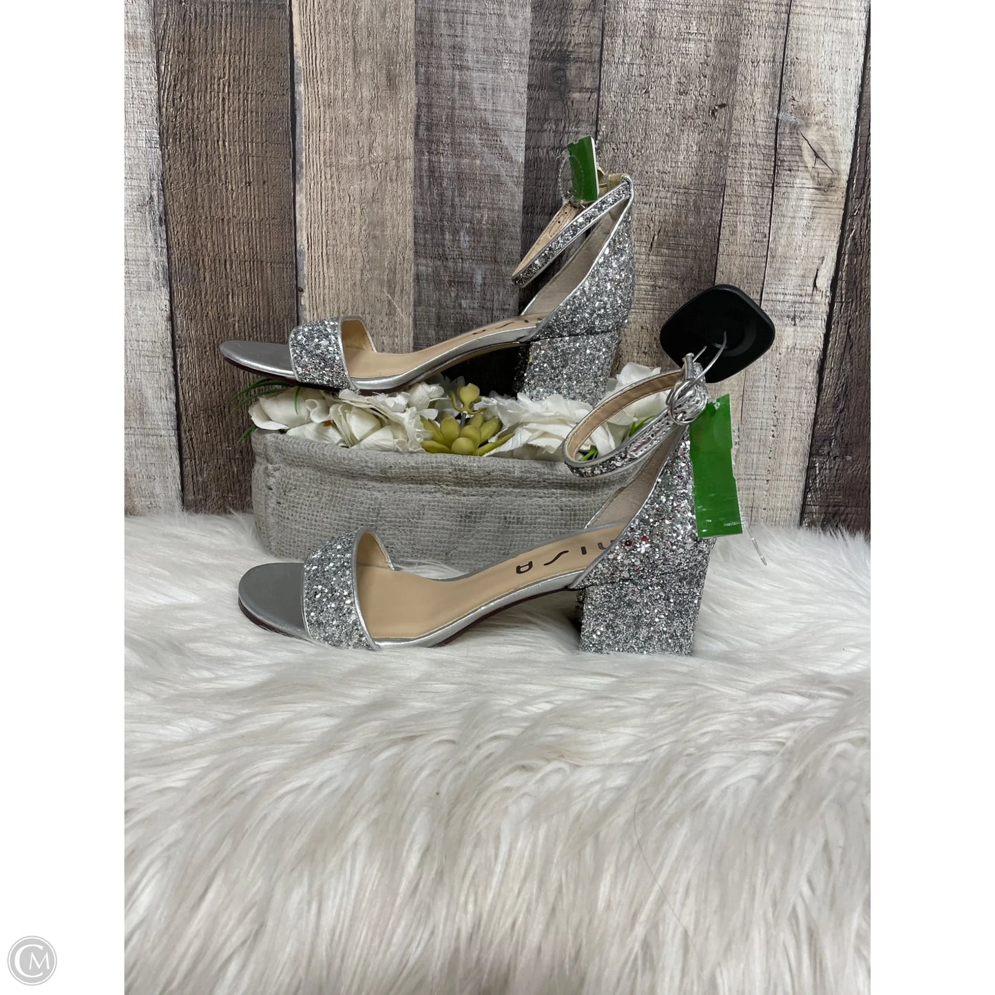 Sandals Heels Block By Unisa In Silver, Size: 8