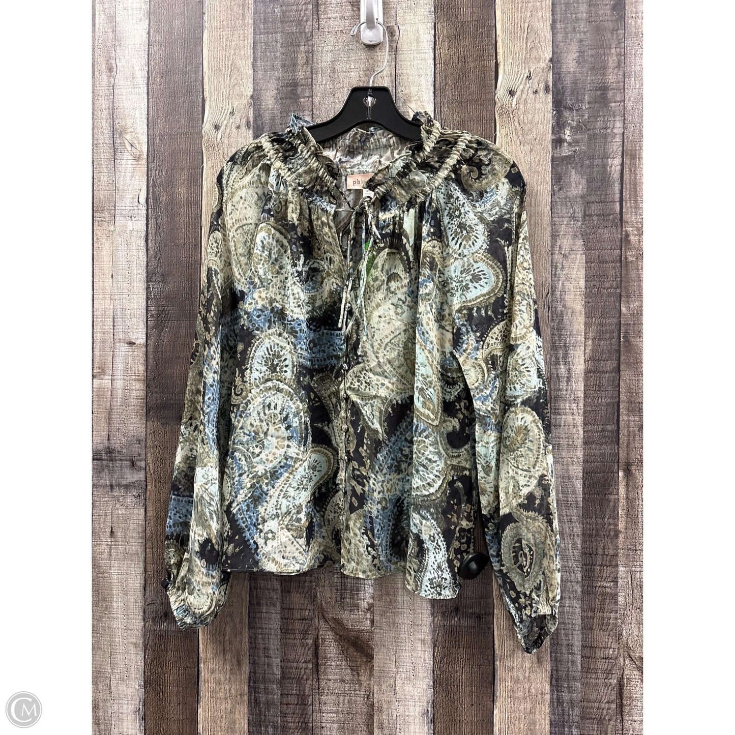 Top Long Sleeve By Philosophy In Green, Size: M