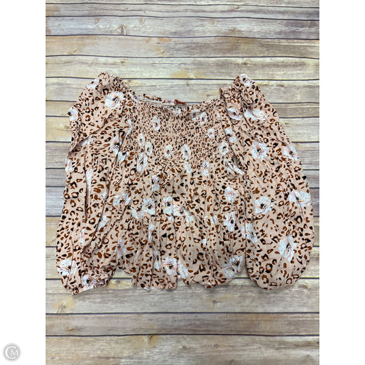 Top Long Sleeve By Hailey & Co In Animal Print, Size: L