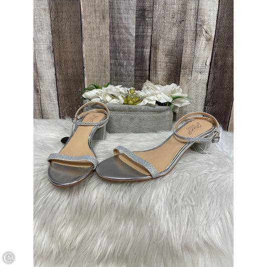 Sandals Heels Block By Jewell In Silver, Size: 9.5