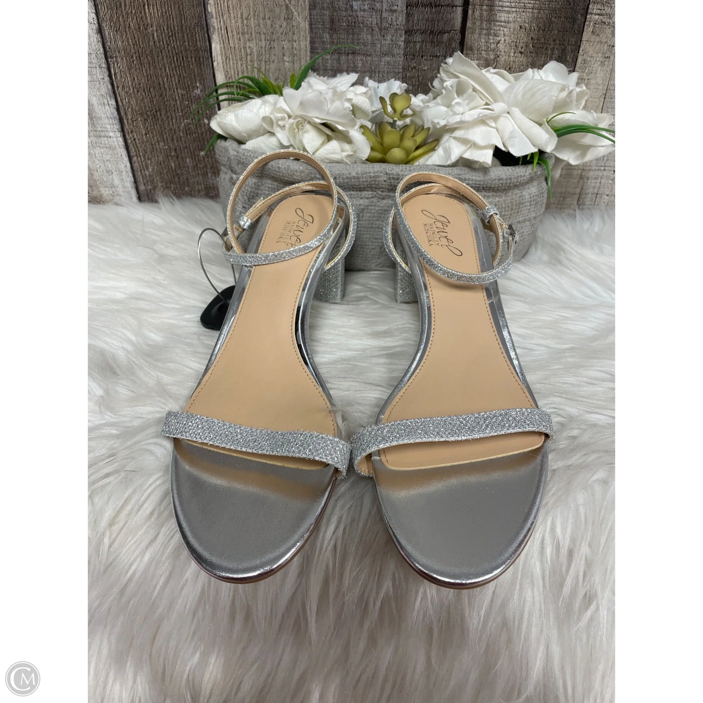 Sandals Heels Block By Jewell In Silver, Size: 9.5