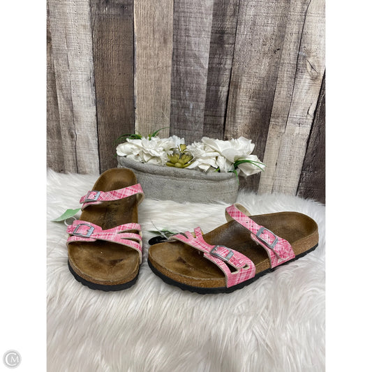 Sandals Flats By Birkenstock In Red & White, Size: 7