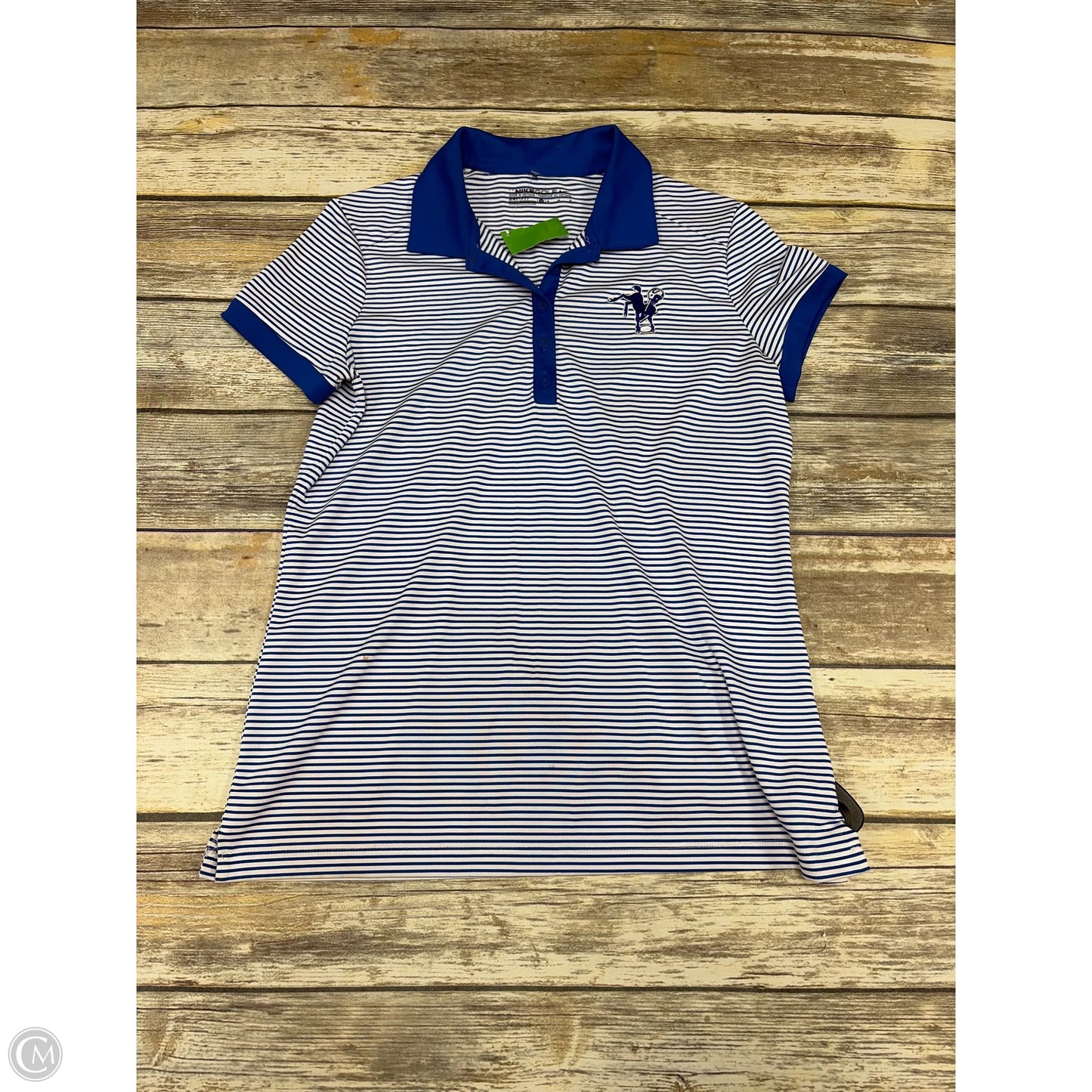 Athletic Top Short Sleeve By Nike In Striped Pattern, Size: M