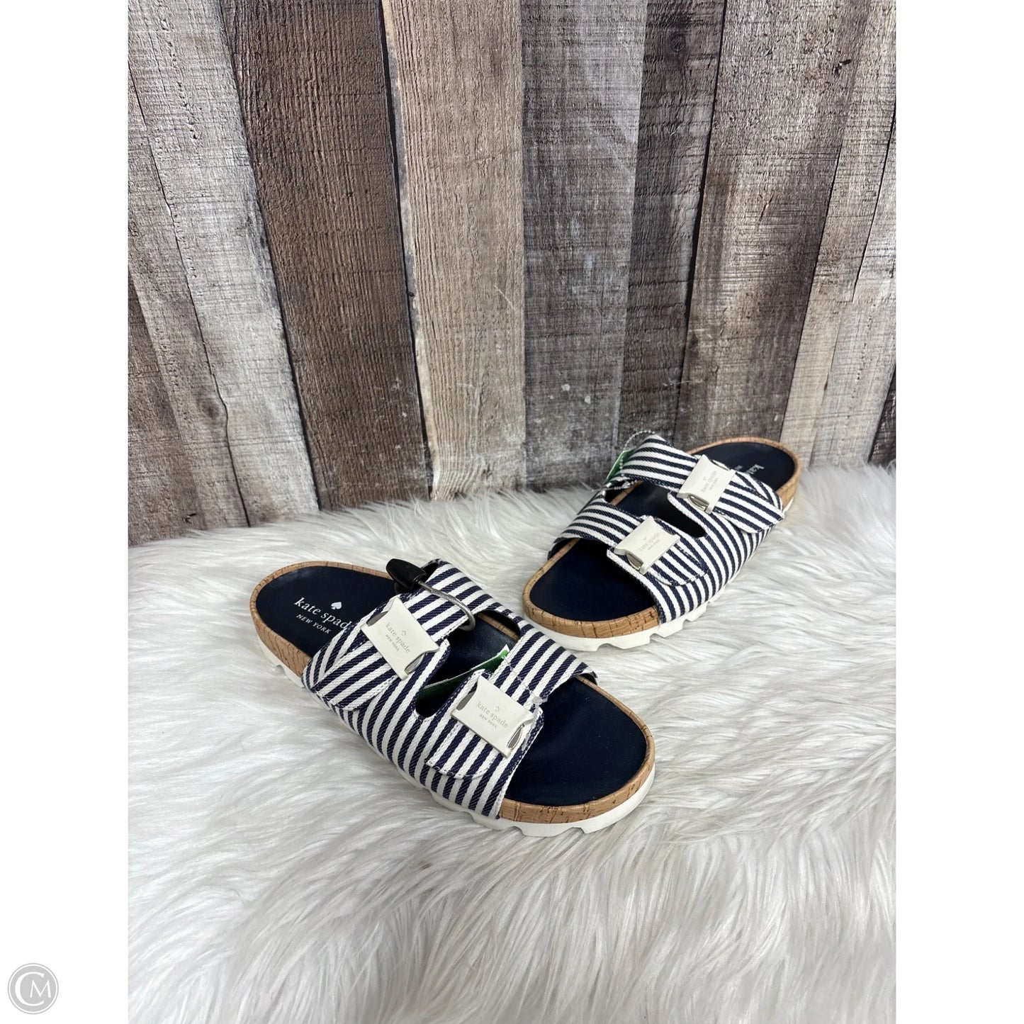 Sandals Designer By Kate Spade In Striped Pattern, Size: 8