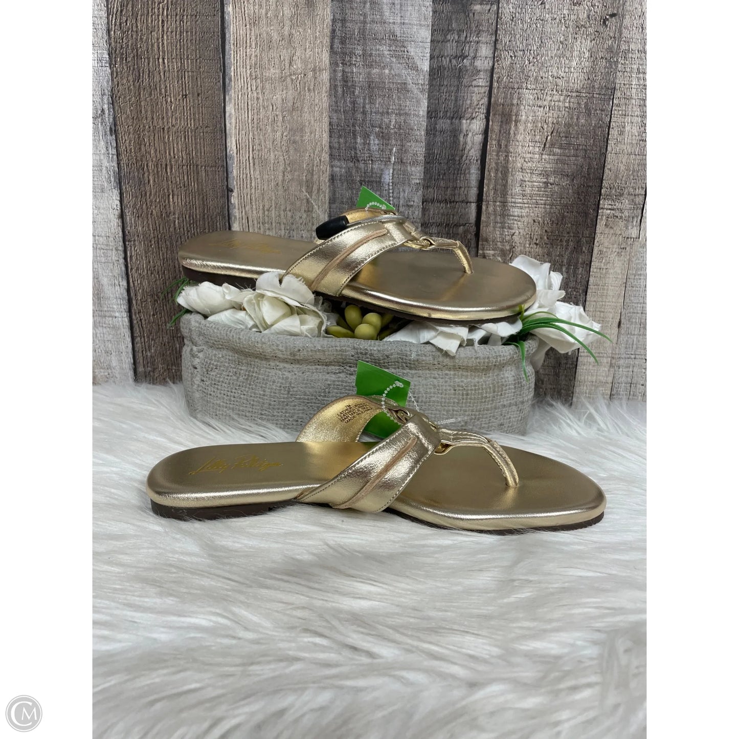 Sandals Designer By Lilly Pulitzer In Gold, Size: 7