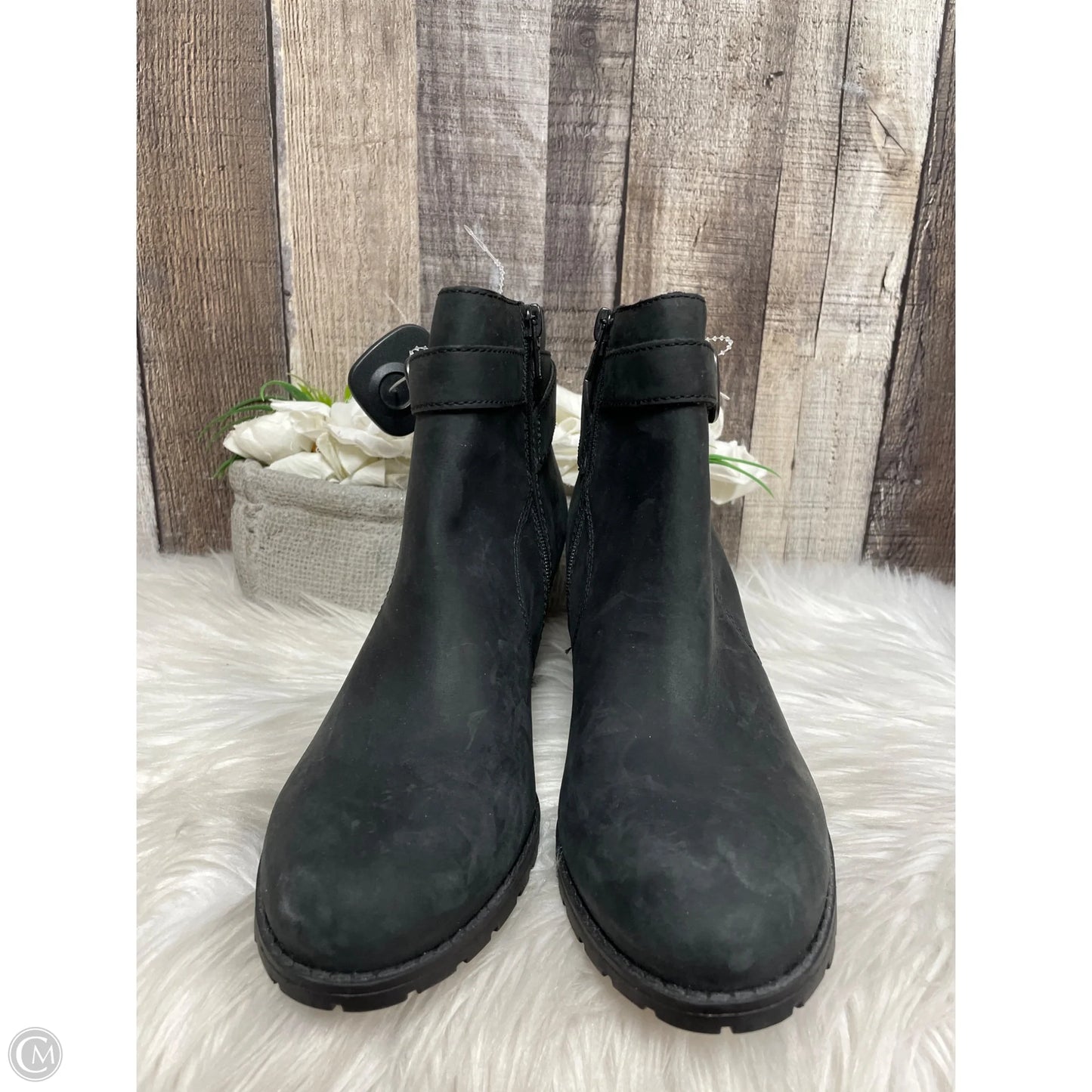 Boots Ankle Heels By Clarks In Black, Size: 7.5