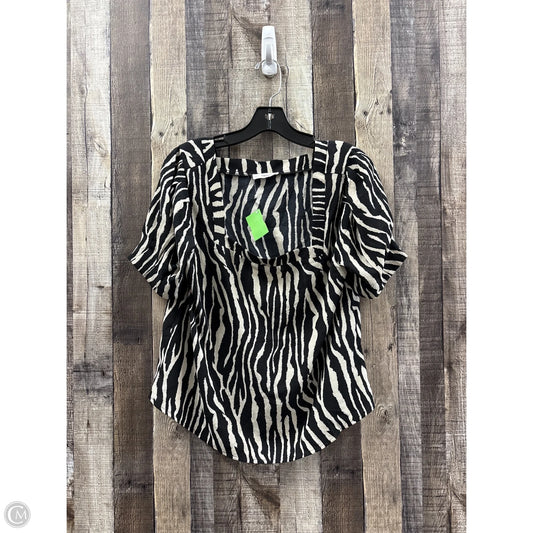 Top Short Sleeve By Timing In Zebra Print, Size: L