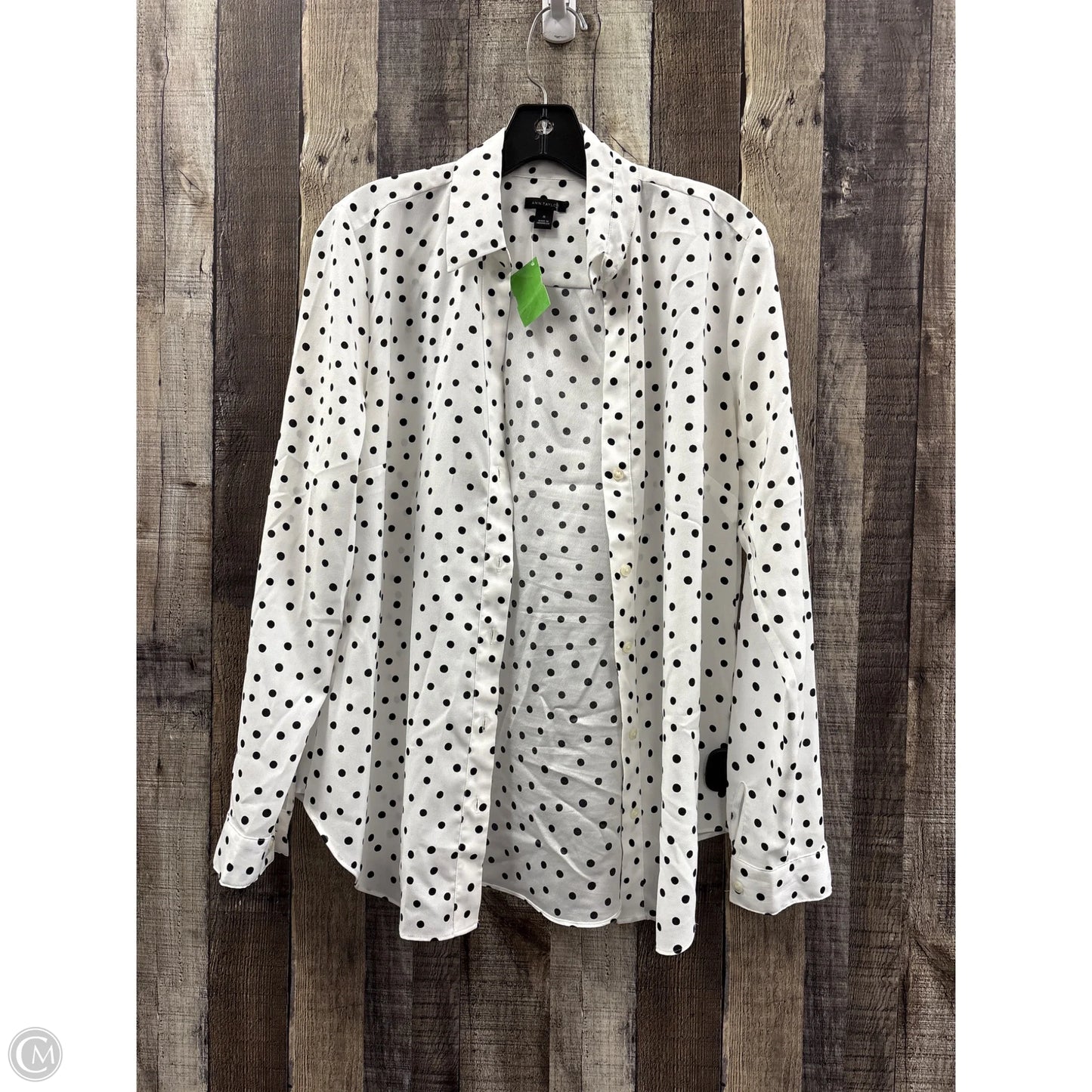 Top Long Sleeve By Ann Taylor In Polkadot Pattern, Size: M