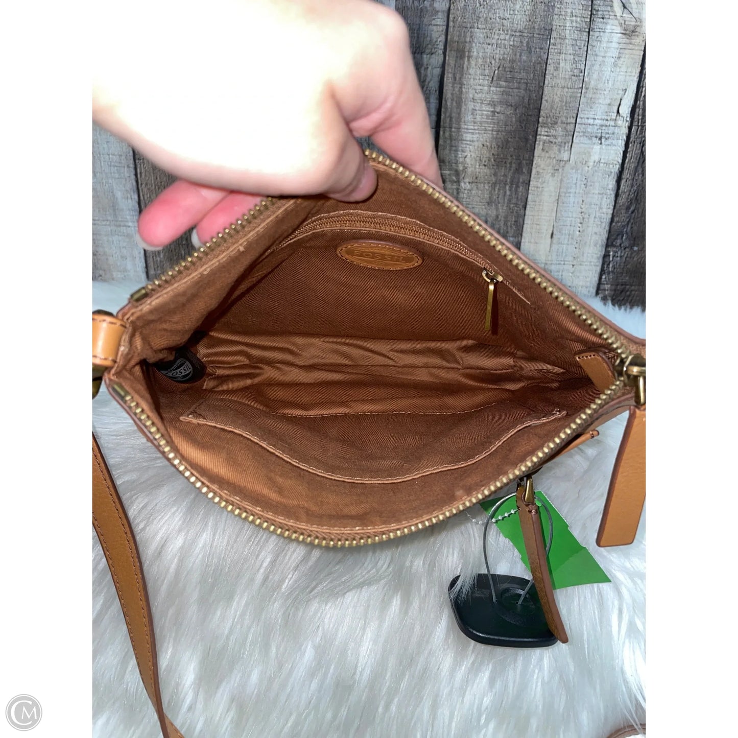 Crossbody Leather By Fossil, Size: Medium