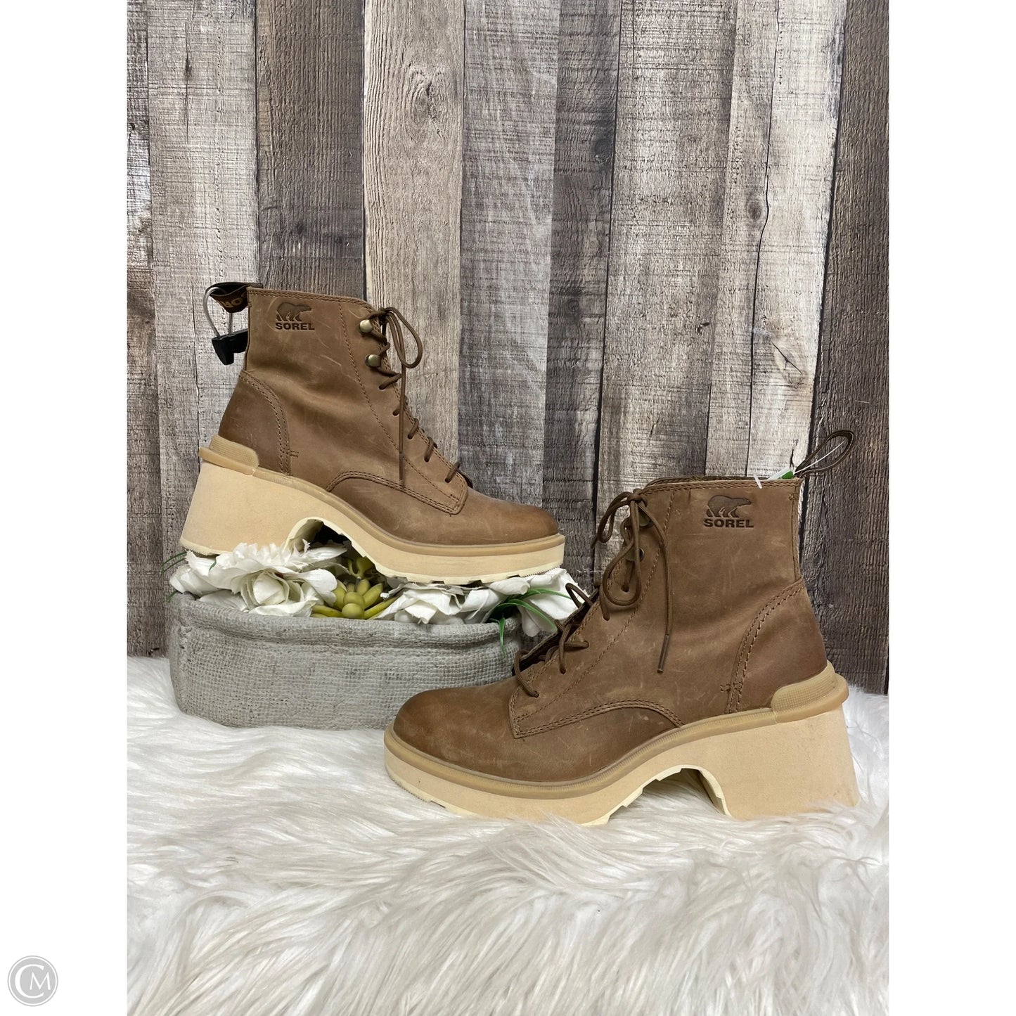Boots Ankle Heels By Sorel In Brown, Size: 8