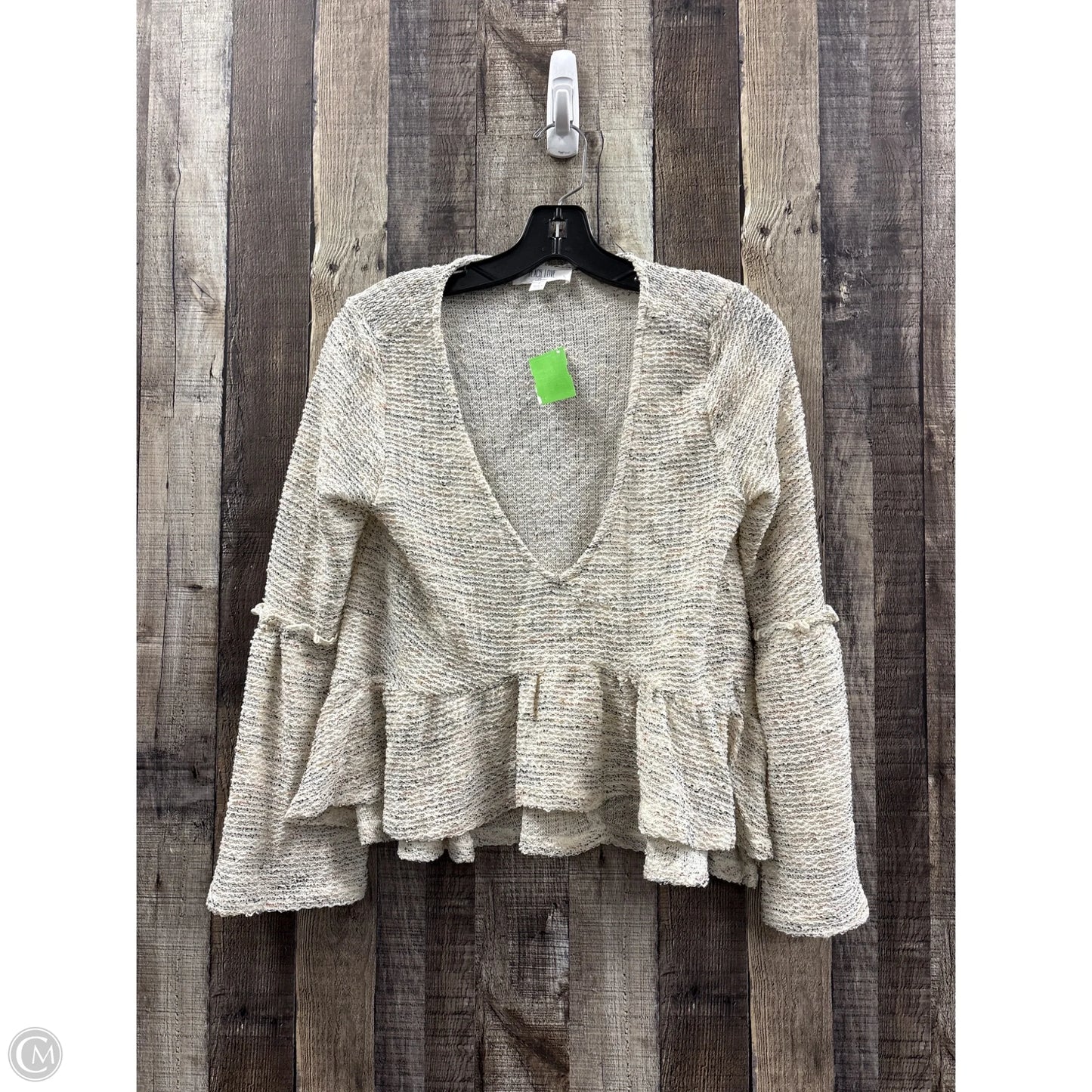 Top Long Sleeve By Peach Love Cream California In Ivory, Size: S