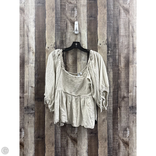 Top 3/4 Sleeve By Grace + Karma In Beige, Size: Xl