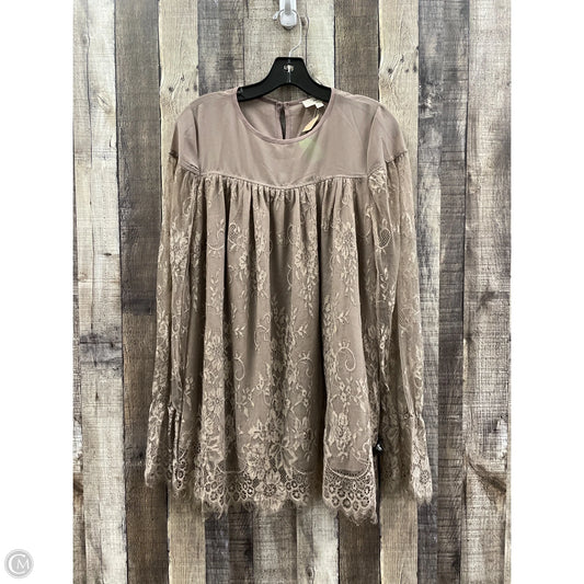 Tunic Long Sleeve By Entro In Brown, Size: S