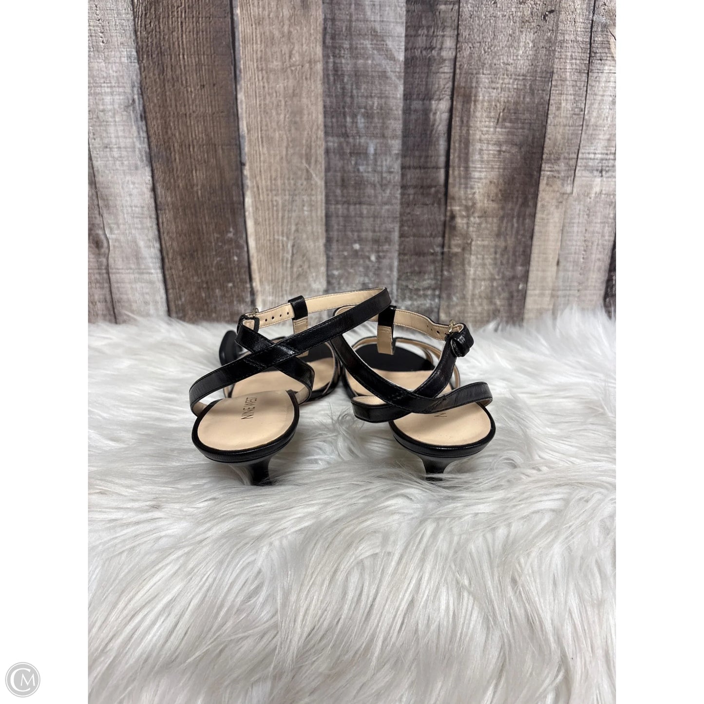 Sandals Heels Kitten By Nine West In Black, Size: 8