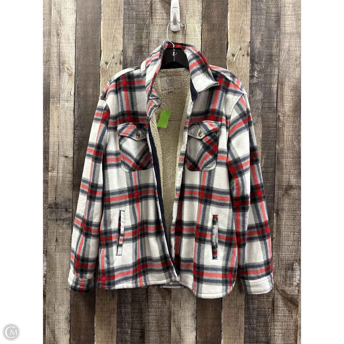 Jacket Shirt By Sage In Plaid Pattern, Size: Xl