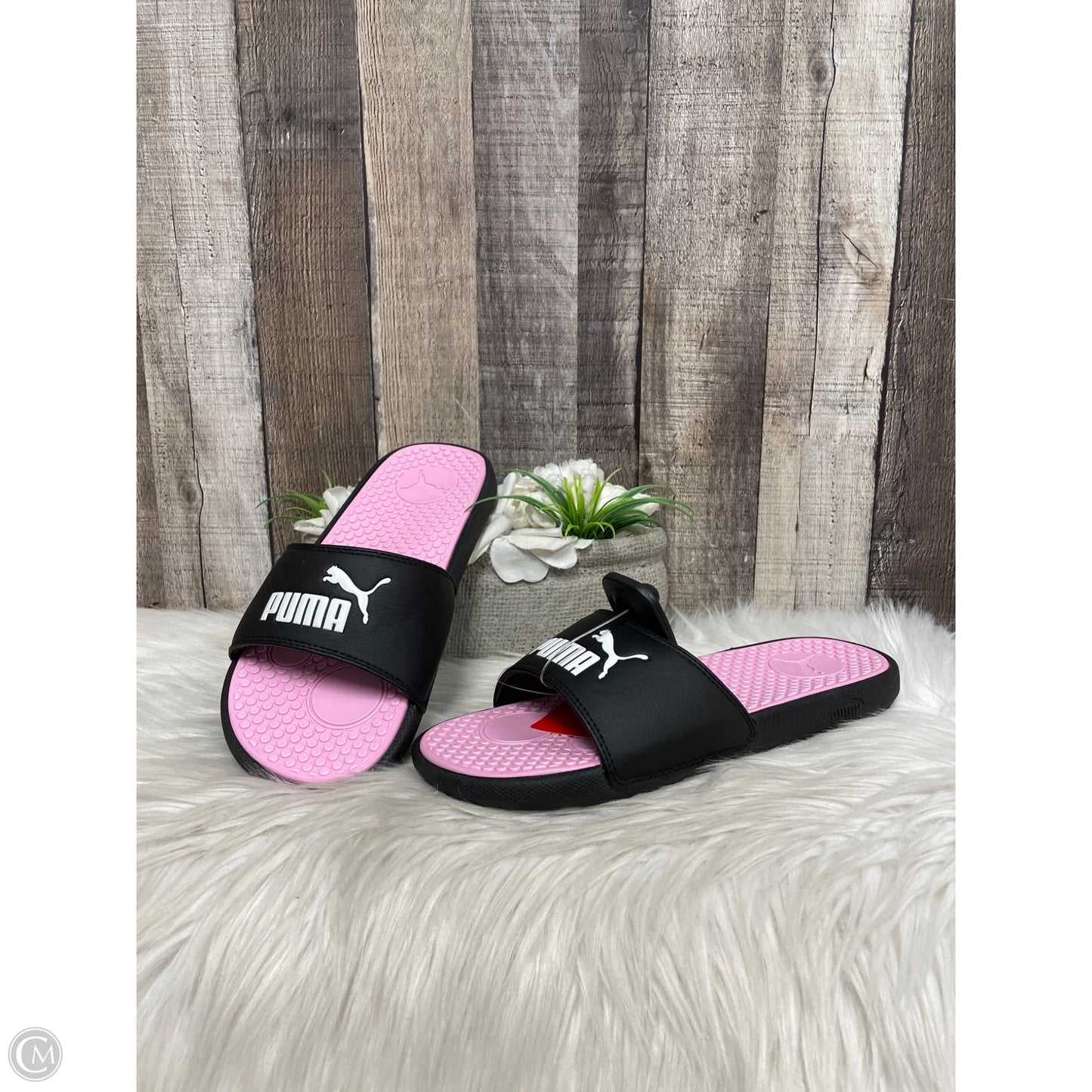 Sandals Sport By Puma In Black & Pink, Size: 8