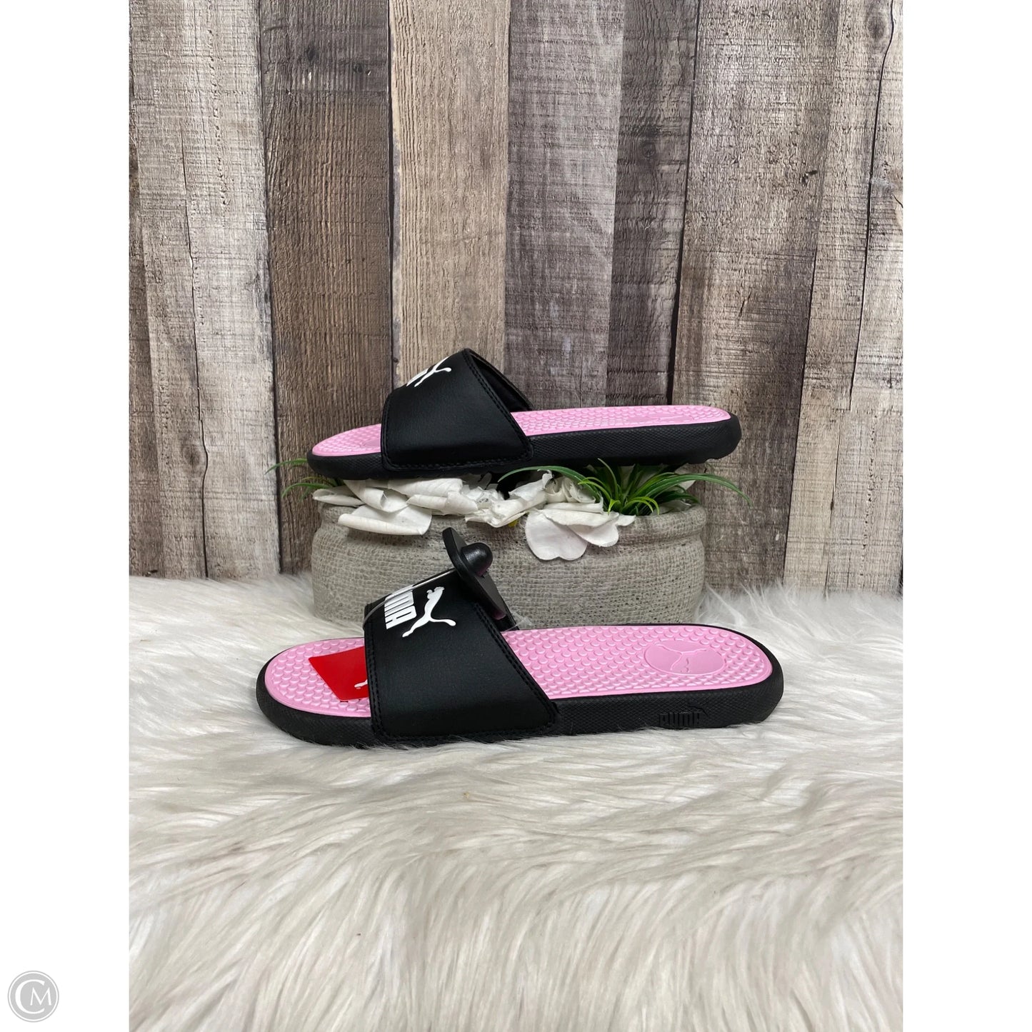 Sandals Sport By Puma In Black & Pink, Size: 8