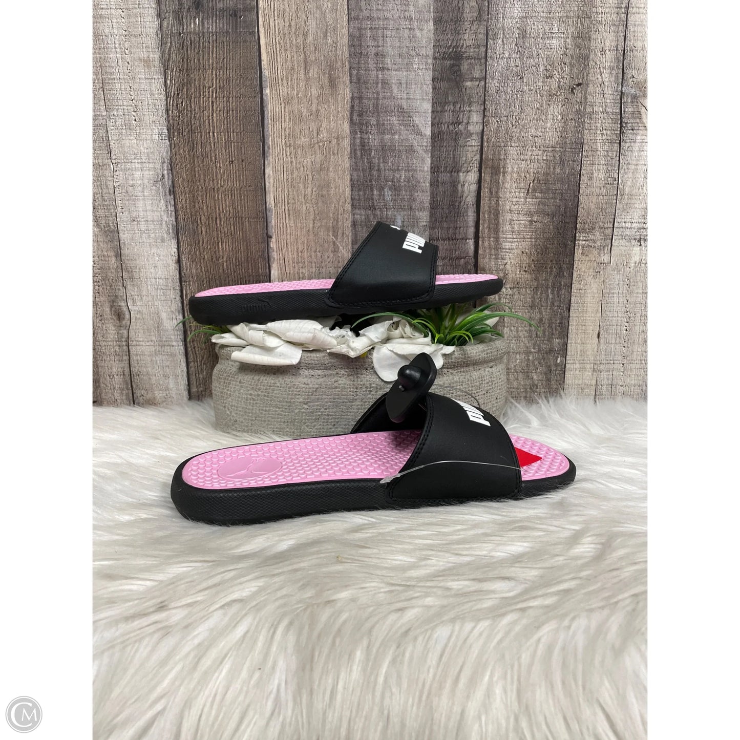 Sandals Sport By Puma In Black & Pink, Size: 8