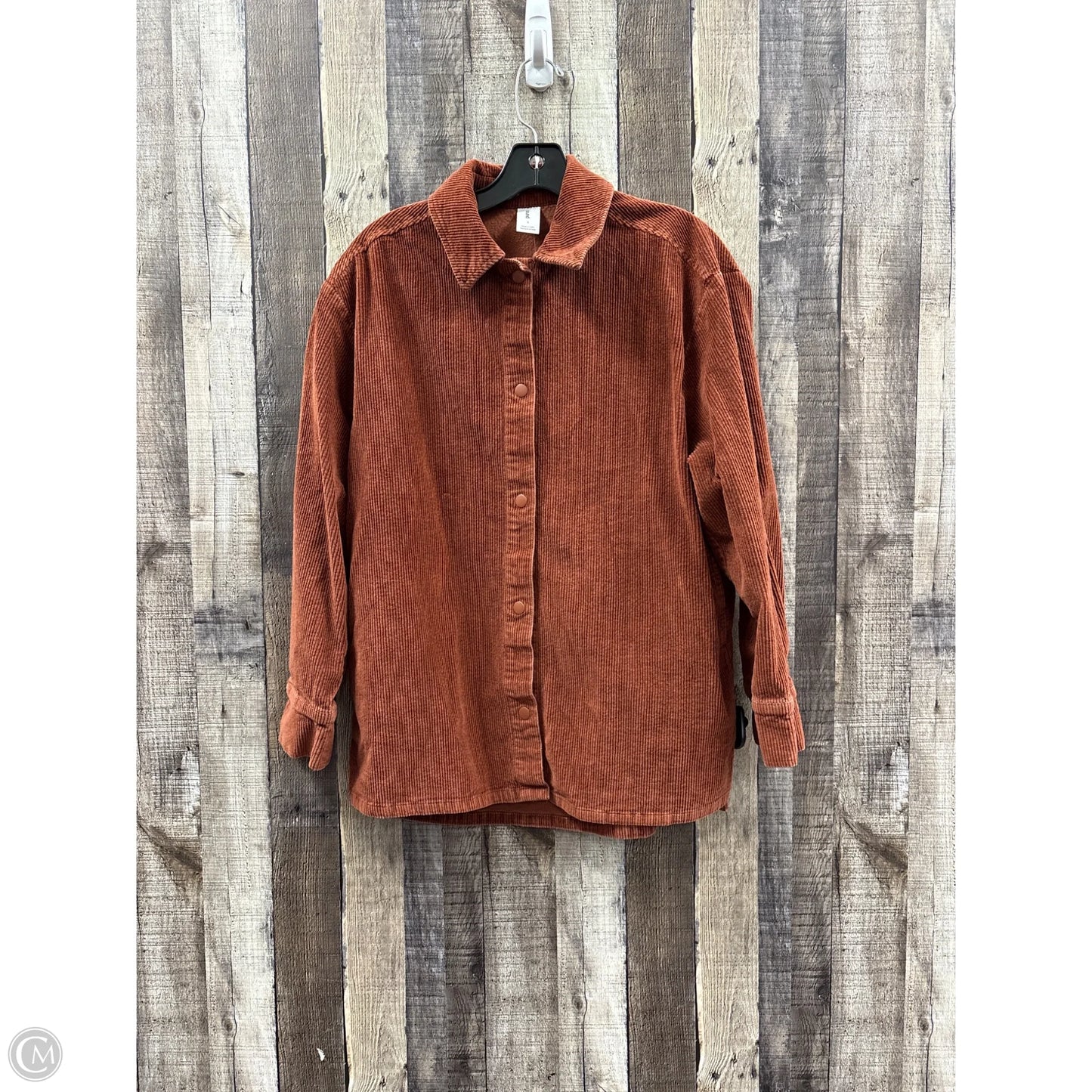 Jacket Shirt By Abound In Brown, Size: S
