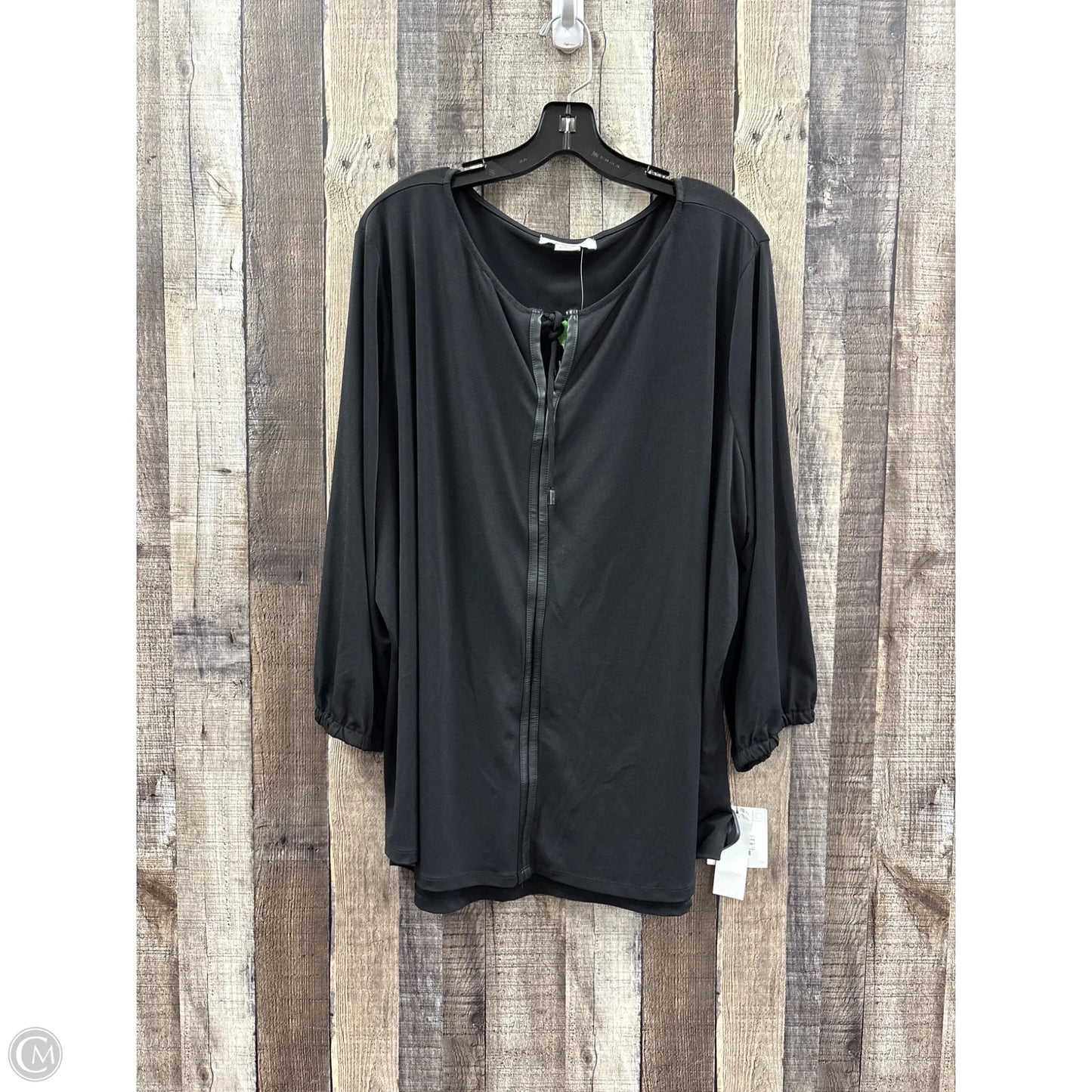 Top Long Sleeve By Liz Claiborne In Black, Size: 3x