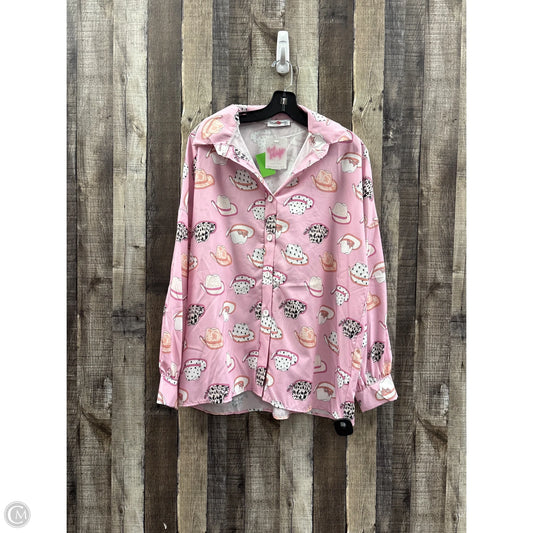 Top Long Sleeve By Cme In Pink, Size: M