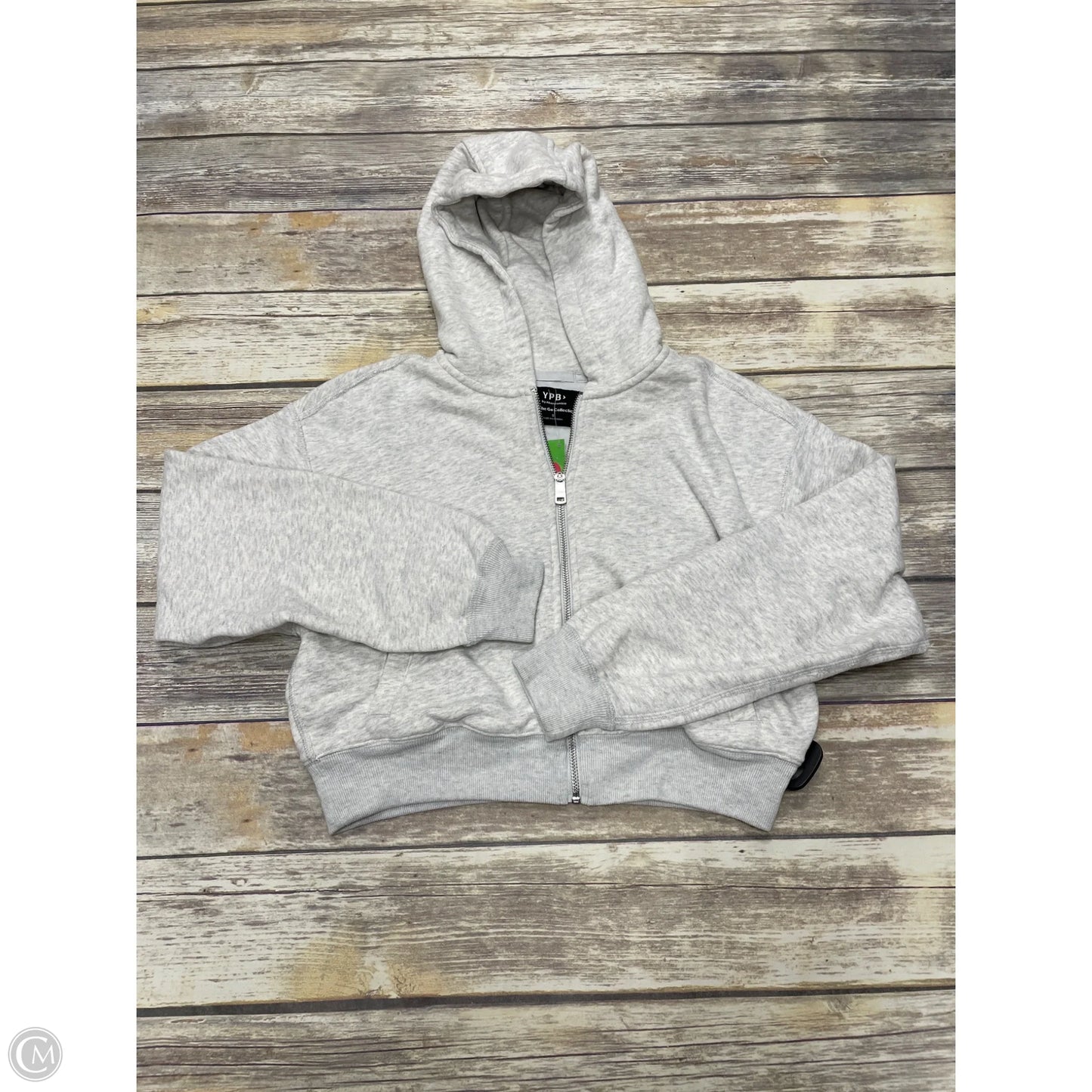 Sweatshirt Hoodie By Ypb In Grey, Size: S