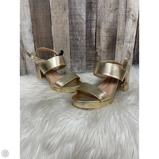 Sandals Heels Block By Kelly And Katie In Gold, Size: 8