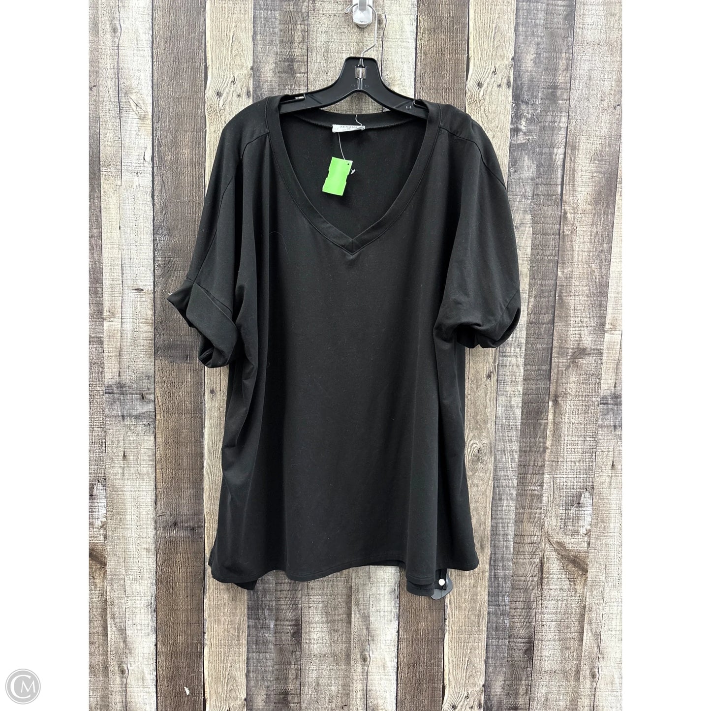 Top Short Sleeve By Zenana In Black, Size: 2x