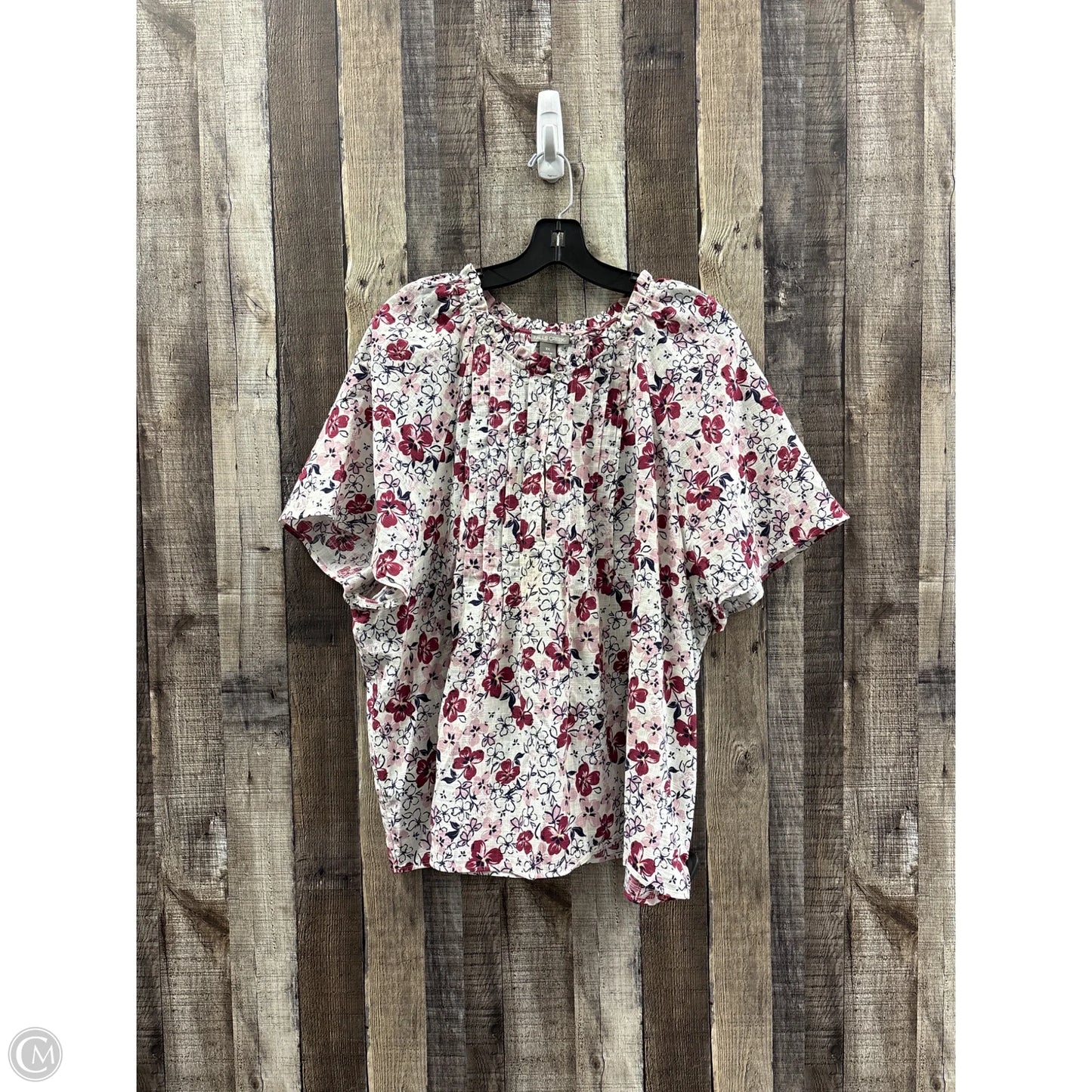 Top Short Sleeve By Falls Creek In Floral Print, Size: 3x