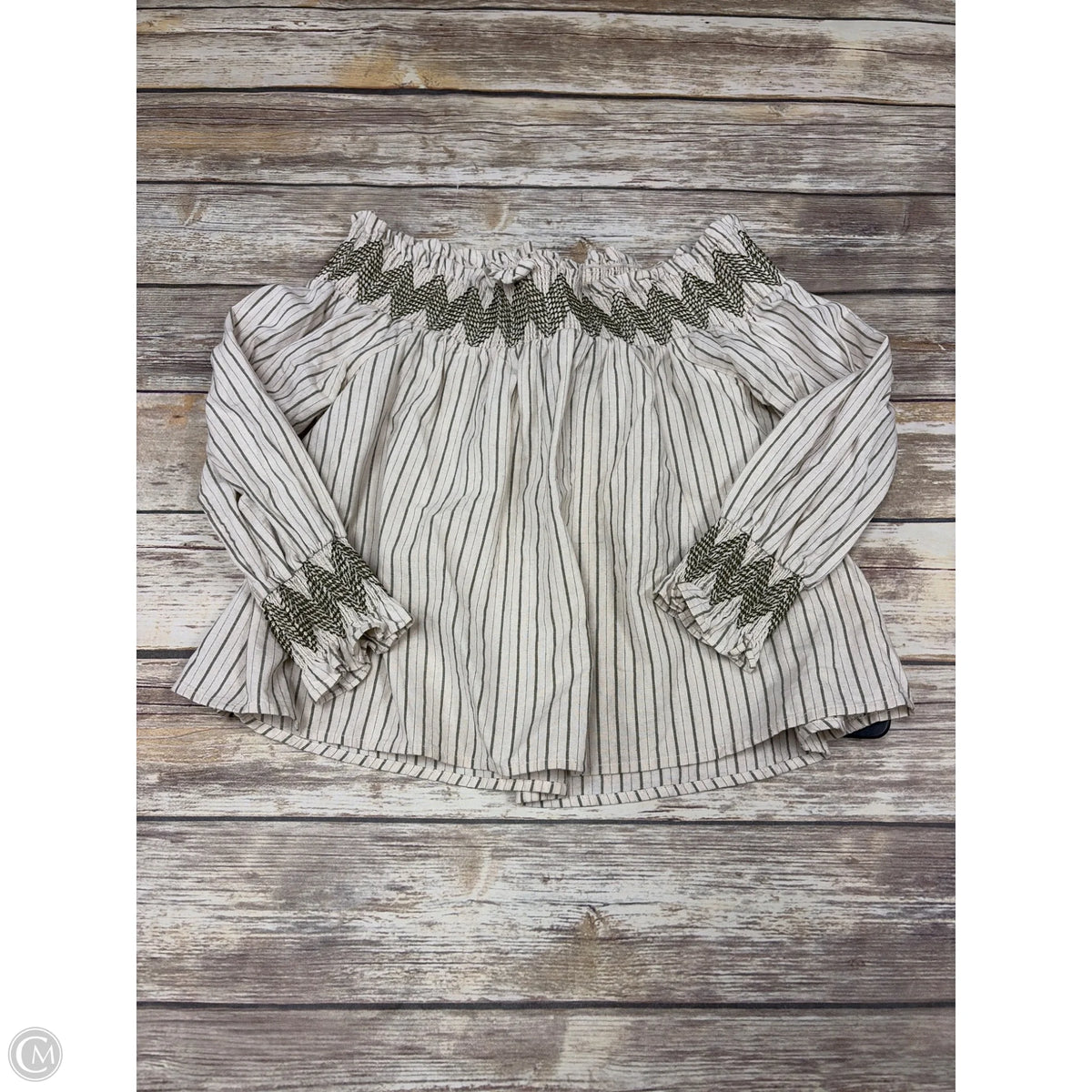 Top 3/4 Sleeve By Moon River In Striped Pattern, Size: S