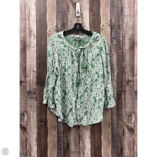 Top 3/4 Sleeve By Style And Company In Green & White, Size: 2x