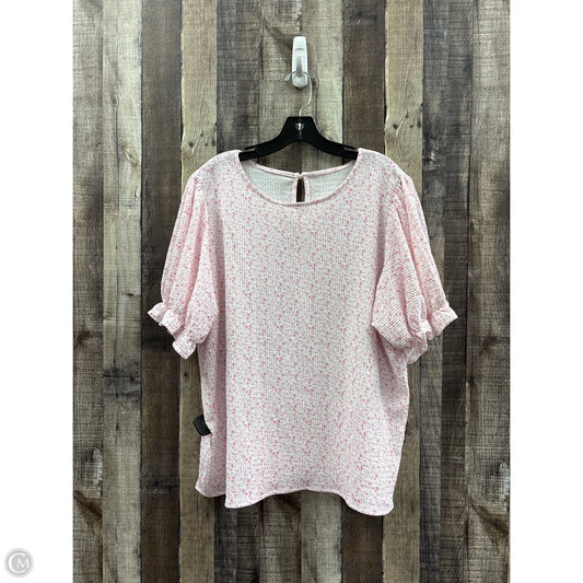 Top Short Sleeve By Cmf In Pink & White, Size: 2x