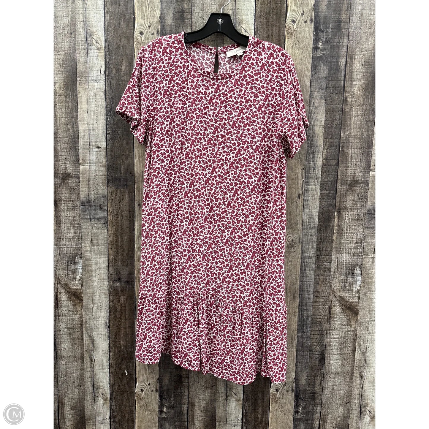 Dress Casual Midi By Loft In Red & White, Size: L