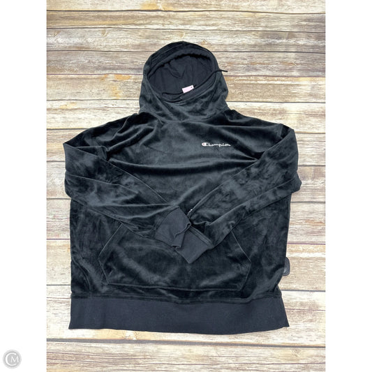 Athletic Top Long Sleeve Hoodie By Champion In Black, Size: L