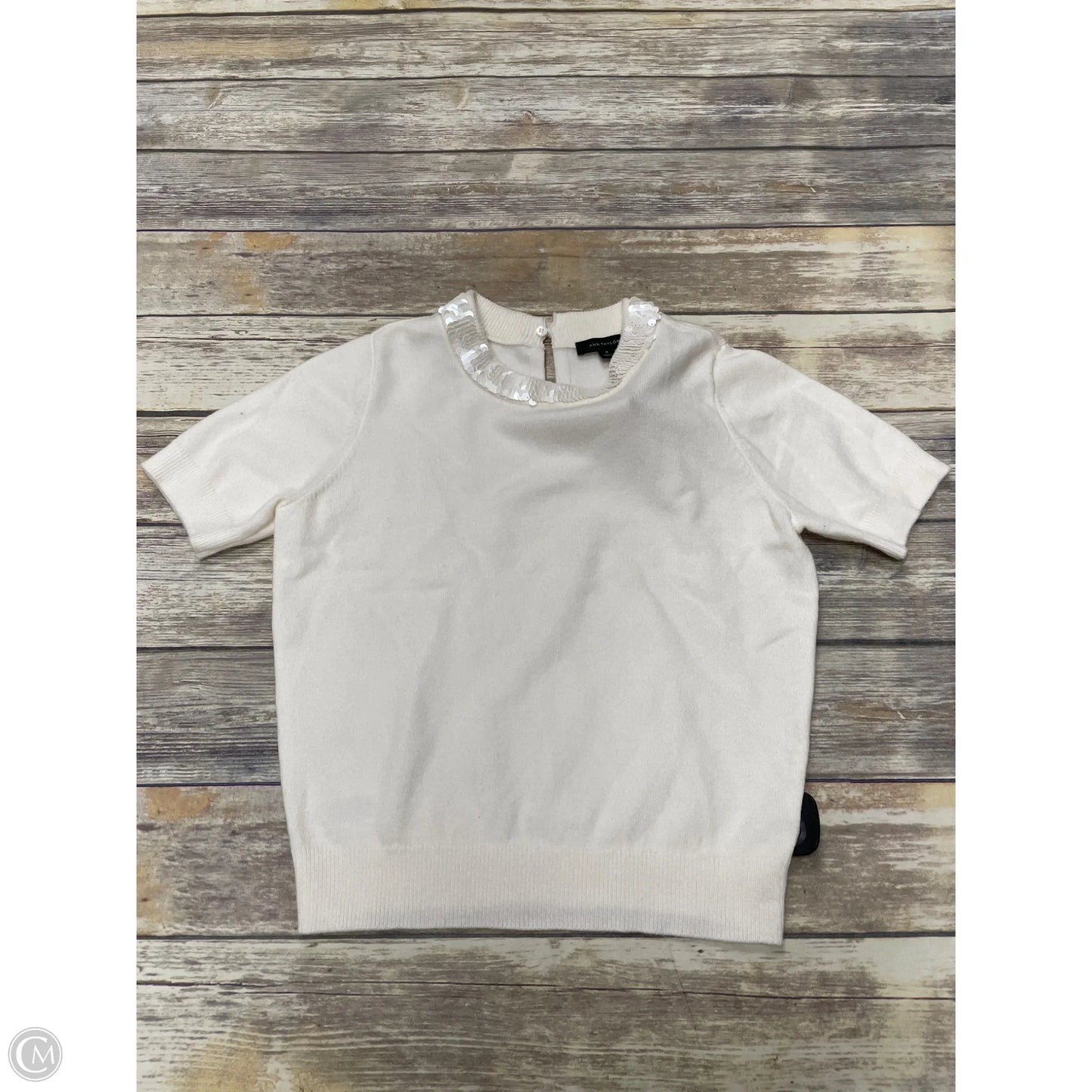 Sweater Short Sleeve By Ann Taylor In White, Size: M