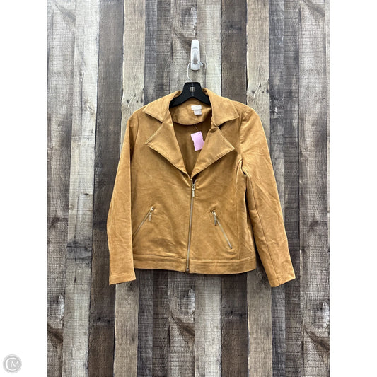 Jacket Moto By Chicos In Tan, Size: Xs