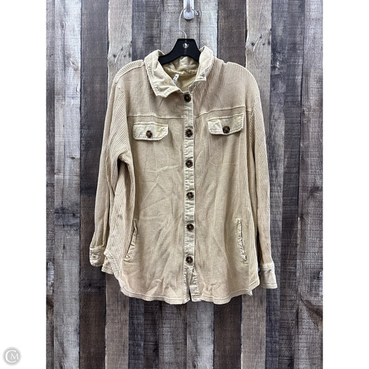 Jacket Shirt By Leo And Nicole In Beige, Size: 1x