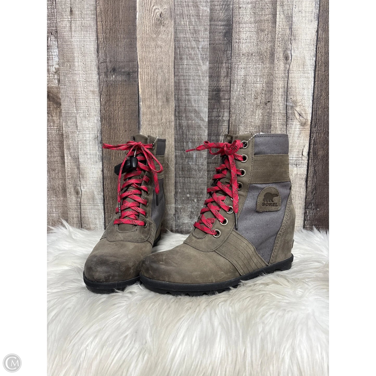 Boots Mid-calf Heels By Sorel In Taupe, Size: 9.5