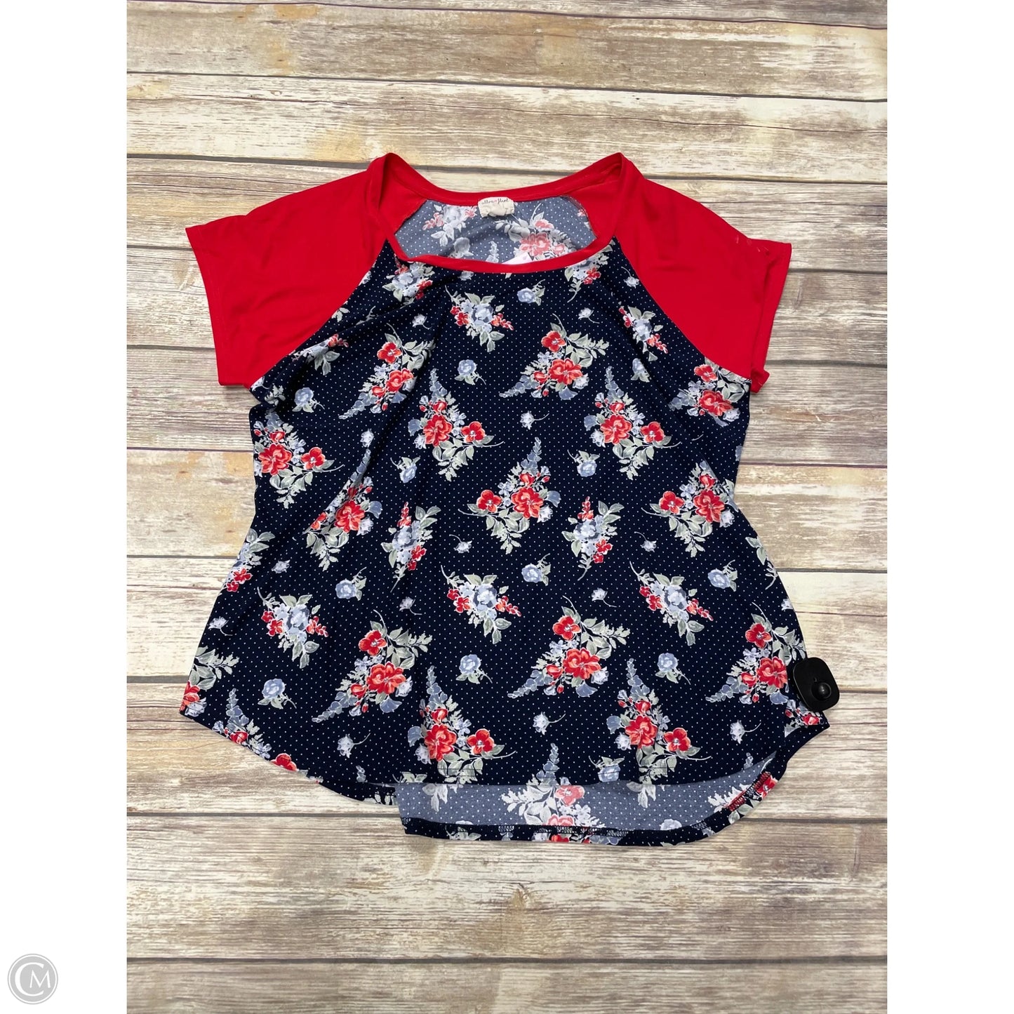 Top Short Sleeve By Ultra Flirt In Blue & Red, Size: 1x
