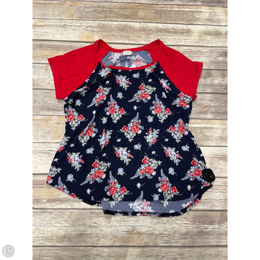 Top Short Sleeve By Ultra Flirt In Blue & Red, Size: 1x