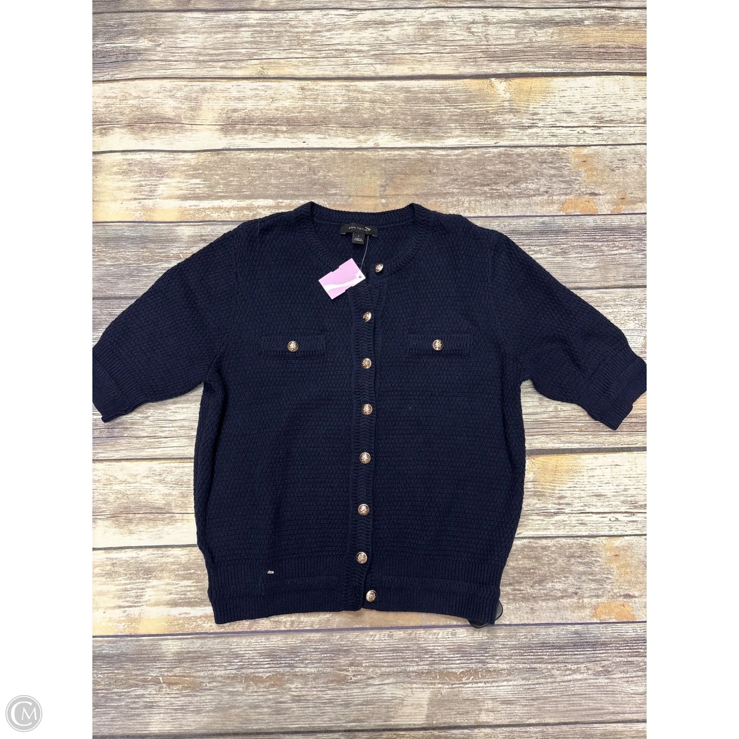 Sweater Cardigan By Ann Taylor In Navy, Size: S