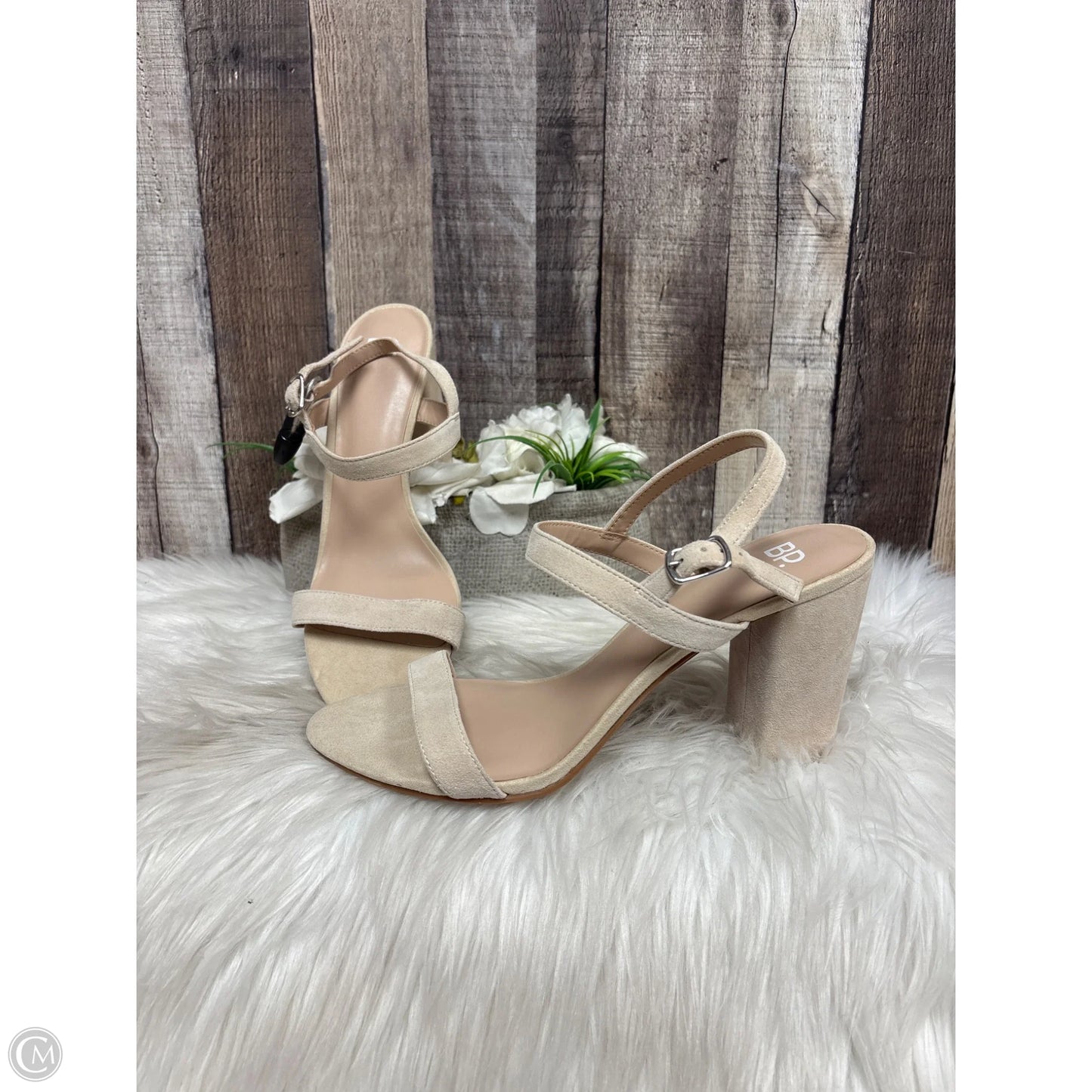 Sandals Heels Block By Bp In Beige, Size: 10