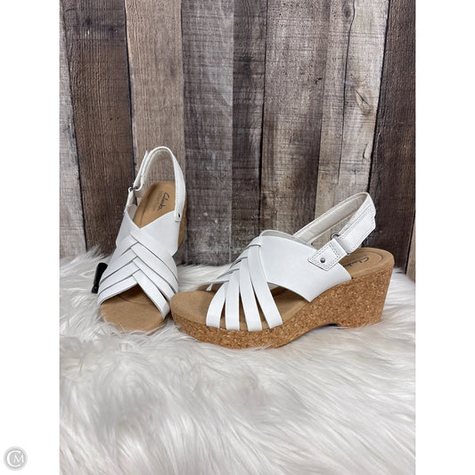 Sandals Heels Wedge By Clarks In White, Size: 9