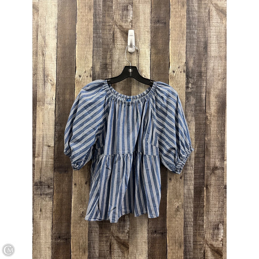 Top Short Sleeve By Old Navy In Blue & White, Size: M