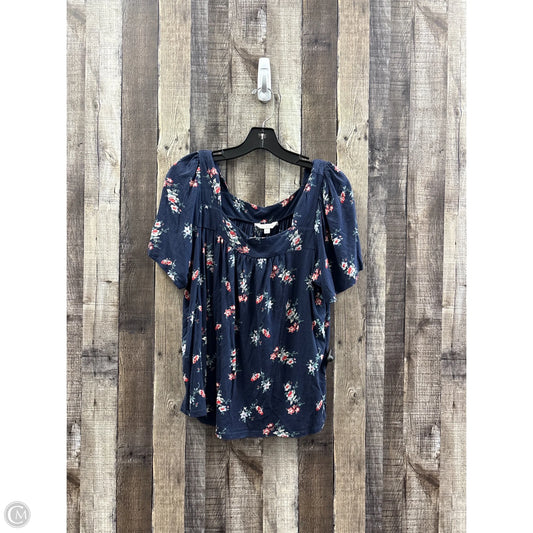Top Short Sleeve By Lucky Brand In Floral Print, Size: L