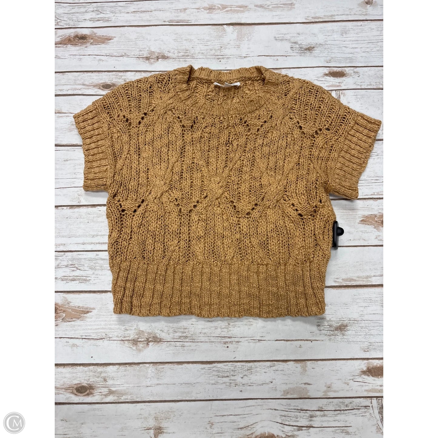 Sweater Short Sleeve By Ee Some In Gold, Size: S