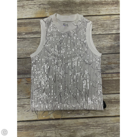 Top Sleeveless By Cme In Silver & White, Size: L