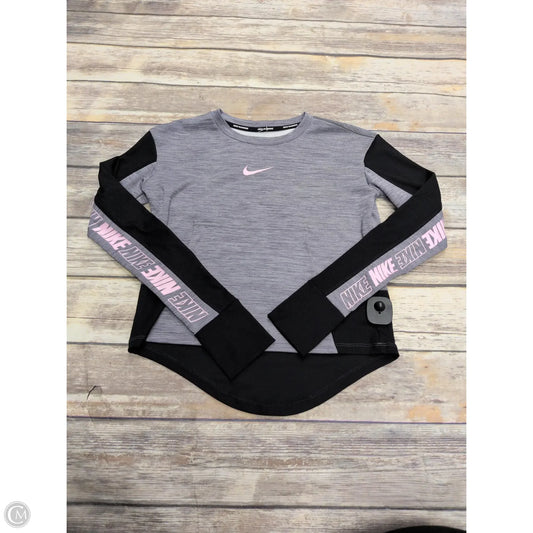 Athletic Top Long Sleeve Crewneck By Nike In Black & Grey, Size: Xs