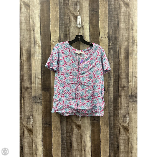 Top Short Sleeve By Loft In Multi-colored, Size: L