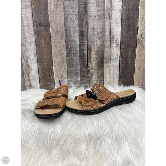 Sandals Heels Wedge By Clarks In Tan, Size: 10